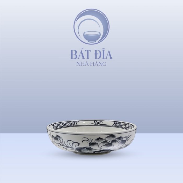 Bát Cơm Nhật Men Trắng Vẽ Sen Đen