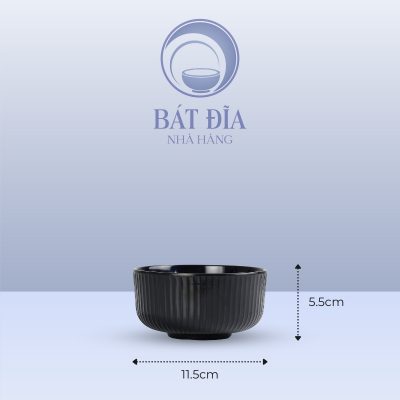Kích Thước Bát Cơm Tròn Vân Sọc Melamine Đen