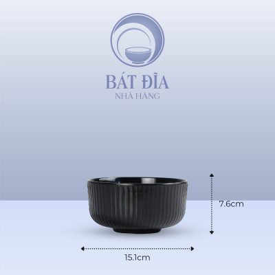 Kích Thước Bát Cơm Tròn Vân Sọc Melamine Đen