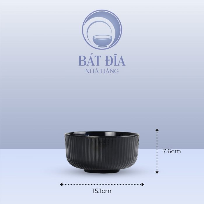 Kích Thước Bát Cơm Tròn Vân Sọc Melamine Đen