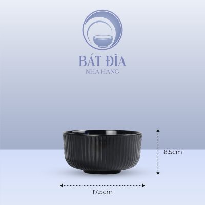 Kích Thước Bát Cơm Tròn Vân Sọc Melamine Đen
