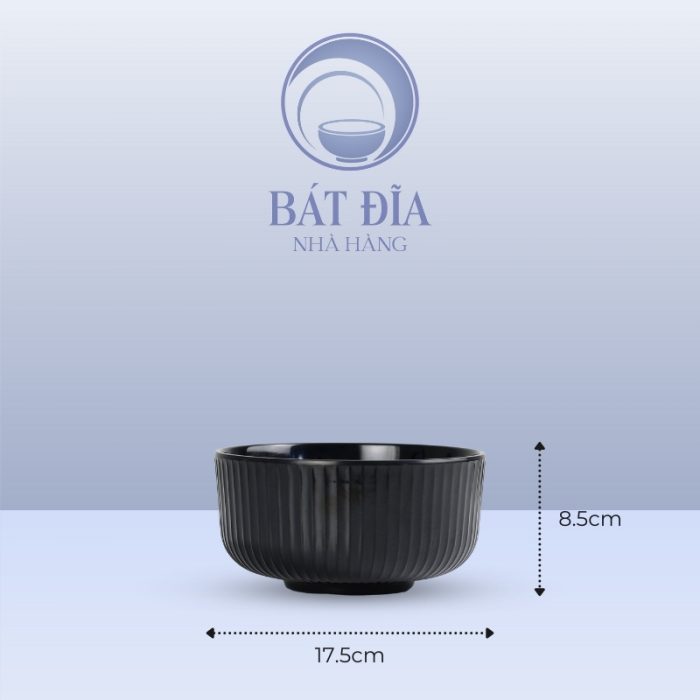 Kích Thước Bát Cơm Tròn Vân Sọc Melamine Đen