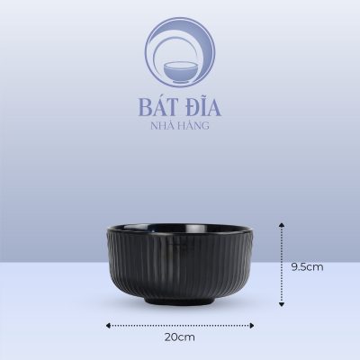 Kích Thước Bát Cơm Tròn Vân Sọc Melamine Đen