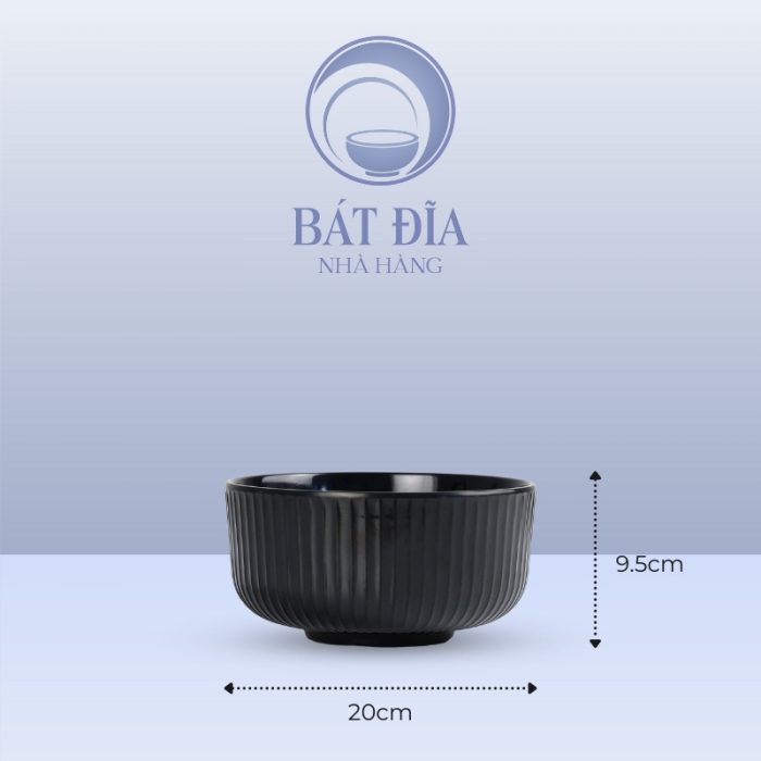 Kích Thước Bát Cơm Tròn Vân Sọc Melamine Đen