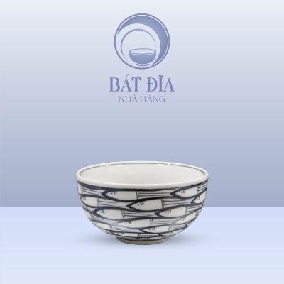 Bát Cơm Men Trắng Vẽ Cá Đàn