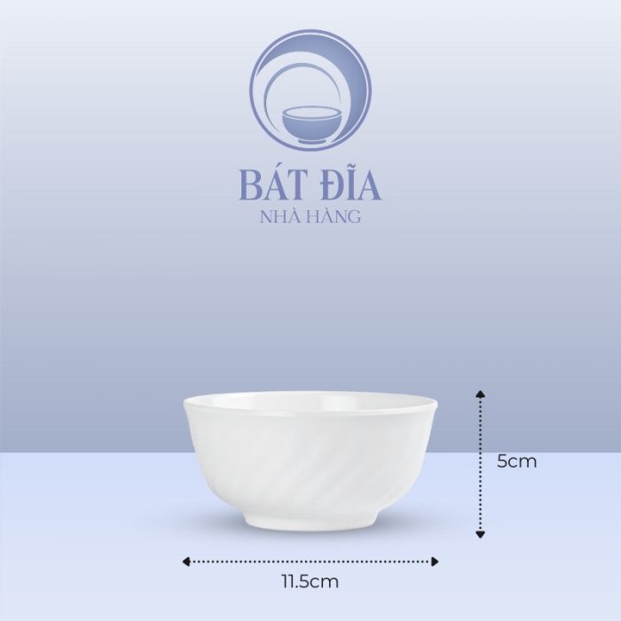 Kích Thước Bát Cơm Xoắn Melamine Trắng