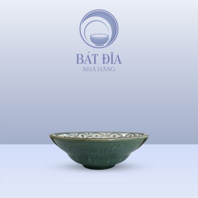 Bát Cơm Bầu Men Xanh Hoa Bèo