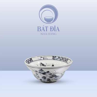 Bát Cơm Yêu Men Trắng Vẽ Hoa Sen Đen