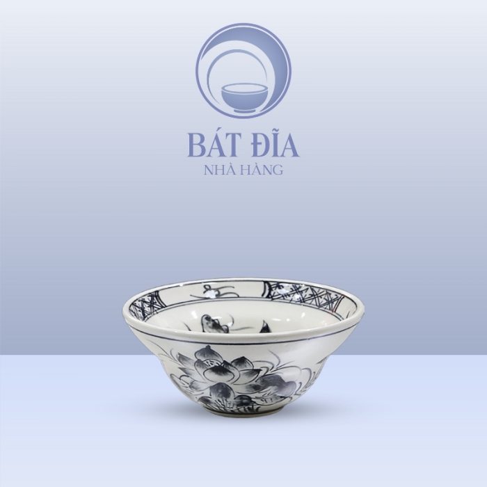 Bát Cơm Yêu Men Trắng Vẽ Hoa Sen Đen