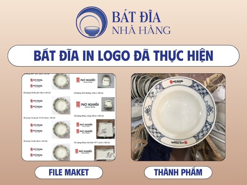 Bát đĩa nhà hàng in logo theo yêu cầu