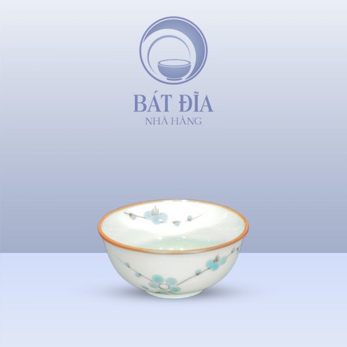 Bát Mắm Men Kem Hoa Đào Xanh