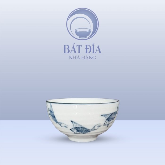 Bát Mắm Men Kem Vẽ Cá Xanh