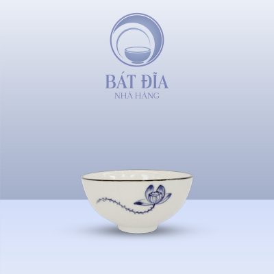 Bát Mắm Men Trắng Vẽ Sen Lam
