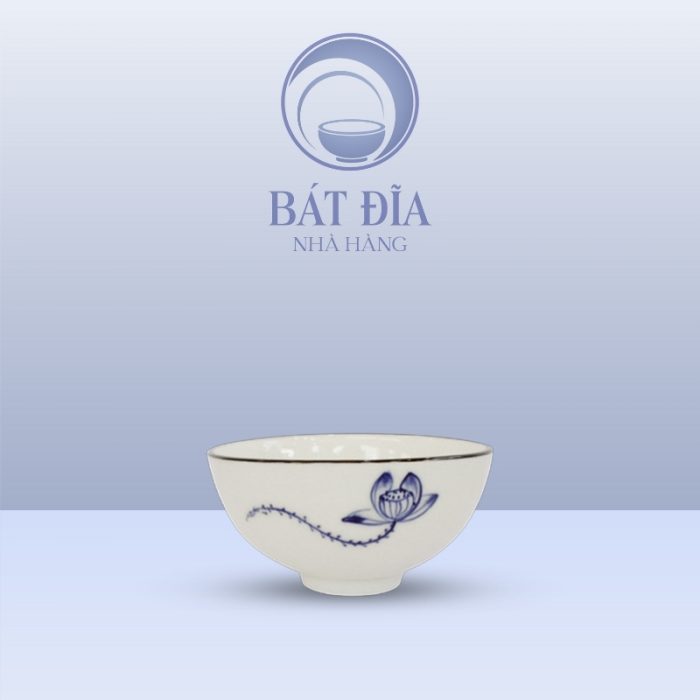 Bát Mắm Men Trắng Vẽ Sen Lam