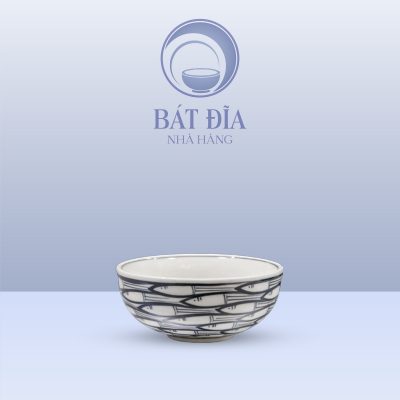 Bát Mắm Men Trắng Vẽ Cá Đàn