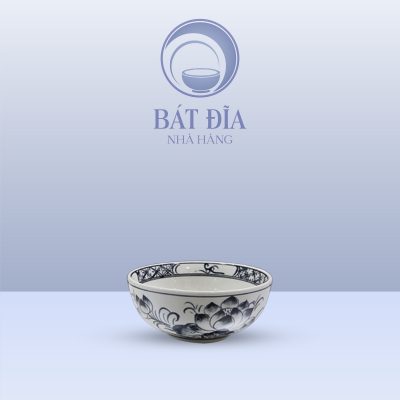 Bát Mắm Men Trắng Vẽ Hoa Sen Đen