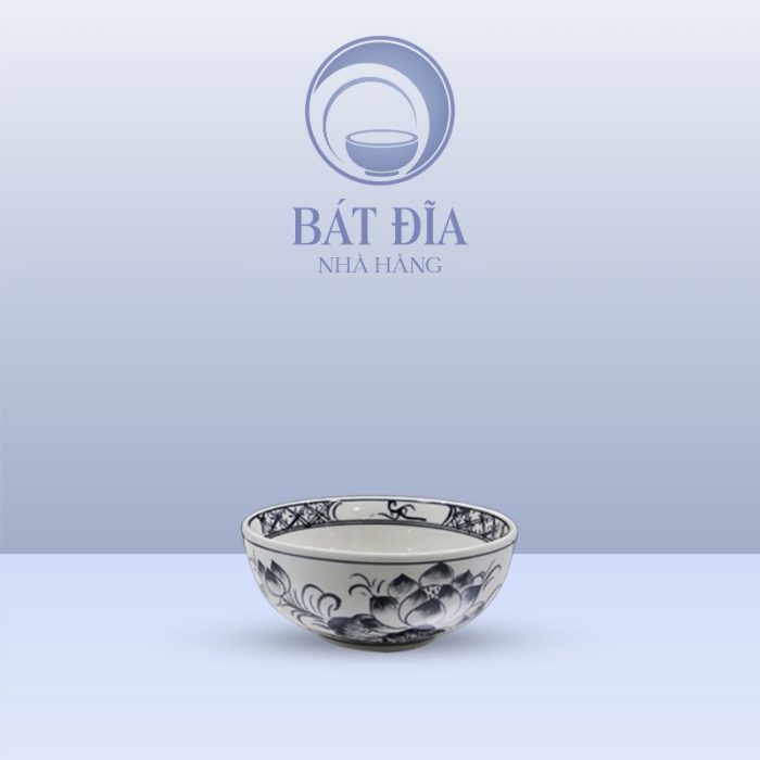 Bát Mắm Men Trắng Vẽ Hoa Sen Đen