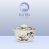 Bát Nắp Men Kem Vẽ Sen Nâu