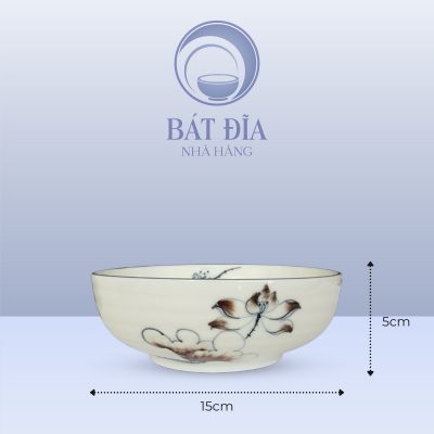 Kích Thước Bát Nhật Men Kem Vẽ Sen Nâu