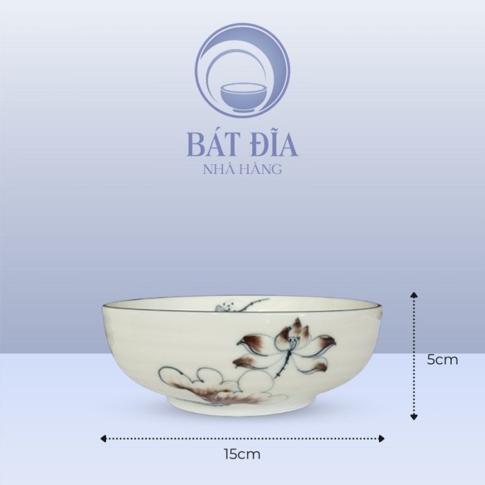 Kích Thước Bát Nhật Men Kem Vẽ Sen Nâu