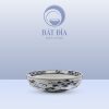 Bát Nhật Men Trắng Vẽ Hoa Sen Đen