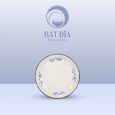 Bát Salad Tròn Men Trắng Vẽ Sen Lam
