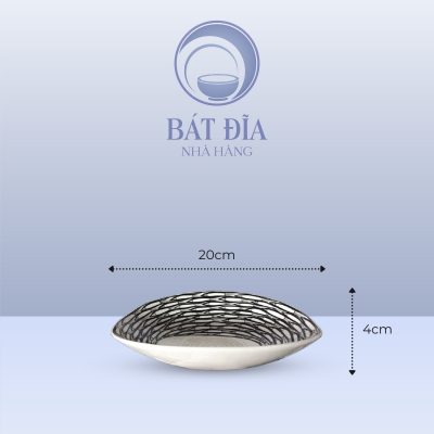 Bát Salad Tròn Men Trắng Vẽ Cá Đàn