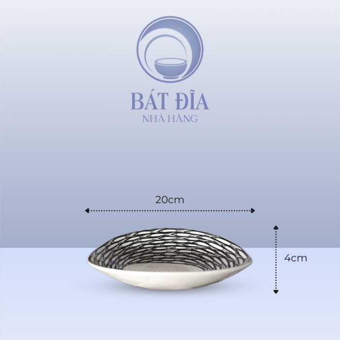 Bát Salad Tròn Men Trắng Vẽ Cá Đàn