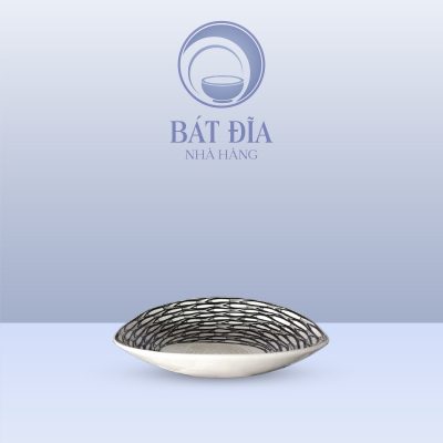 Bát Salad Tròn Men Trắng Vẽ Cá Đàn