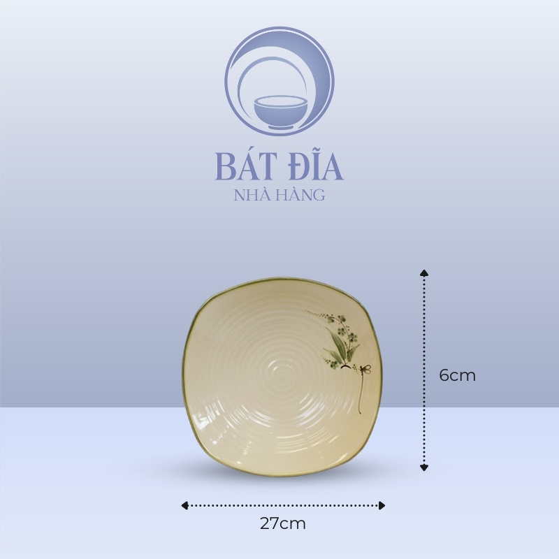 Kích Thước Bát Salad Vuông Men Xanh Đào Chuồn