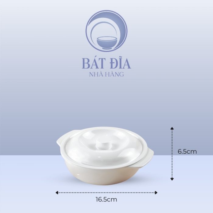 Kích Thước Bát Soup Có Nắp Melamine Trắng