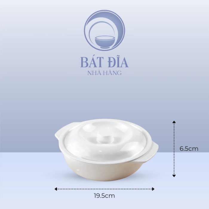 Kích Thước Bát Soup Có Nắp Melamine Trắng
