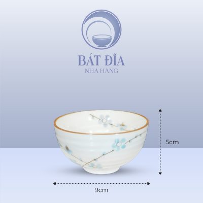 Kích Thước Bát Soup Men Kem Hoa Đào Xanh