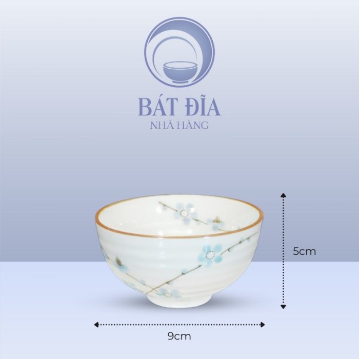 Kích Thước Bát Soup Men Kem Hoa Đào Xanh