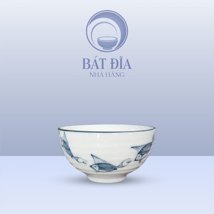 Bát Soup Men Kem Vẽ Cá Xanh