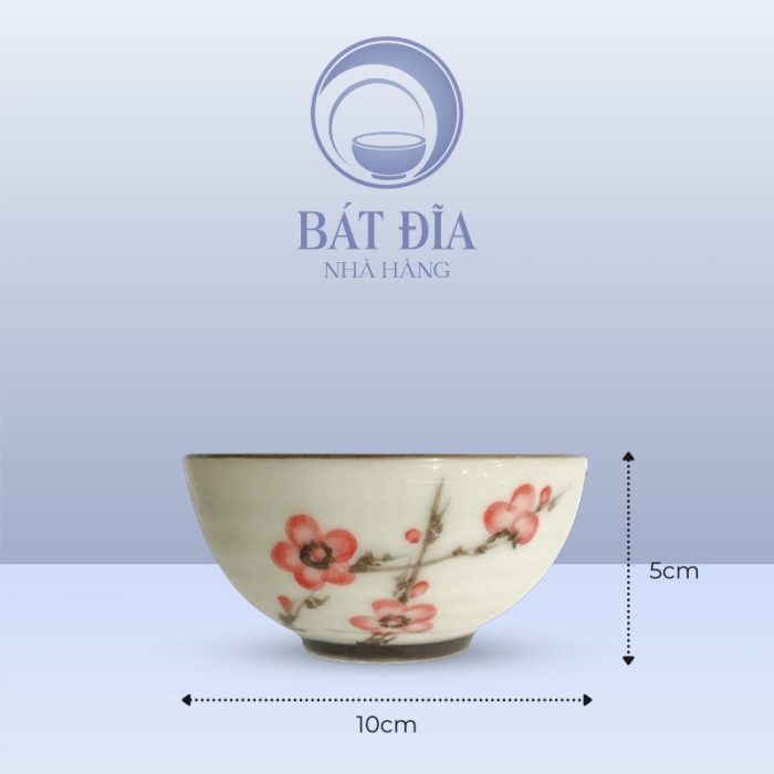 Kích Thước Bát Soup Men Kem Vẽ Đào Đỏ