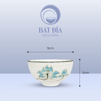 Kích Thước Bát Soup Men Kem Vẽ Sen Xanh