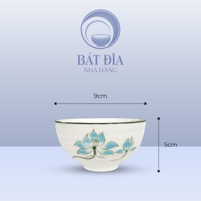 Kích Thước Bát Soup Men Kem Vẽ Sen Xanh