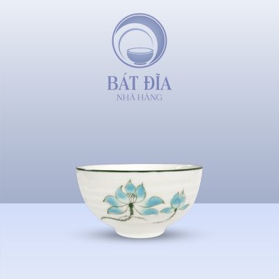Bát Soup Men Kem Vẽ Sen Xanh