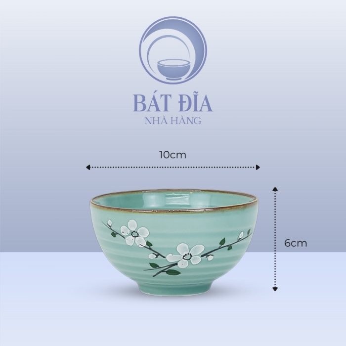 Kích Thước Bát Soup Men Lam Hoa Đào Trắng