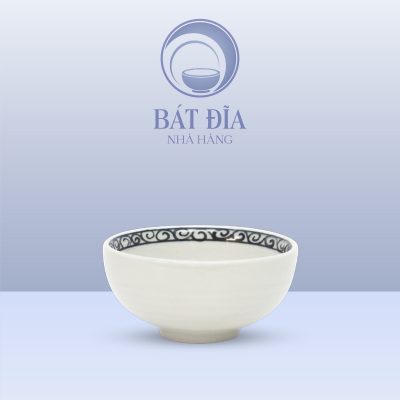Bát Soup Men Trắng Vẽ Hoa Dây
