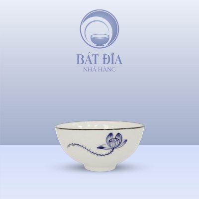 Bát Soup Men Trắng Vẽ Sen Lam