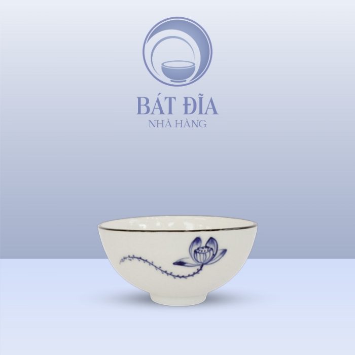 Bát Soup Men Trắng Vẽ Sen Lam