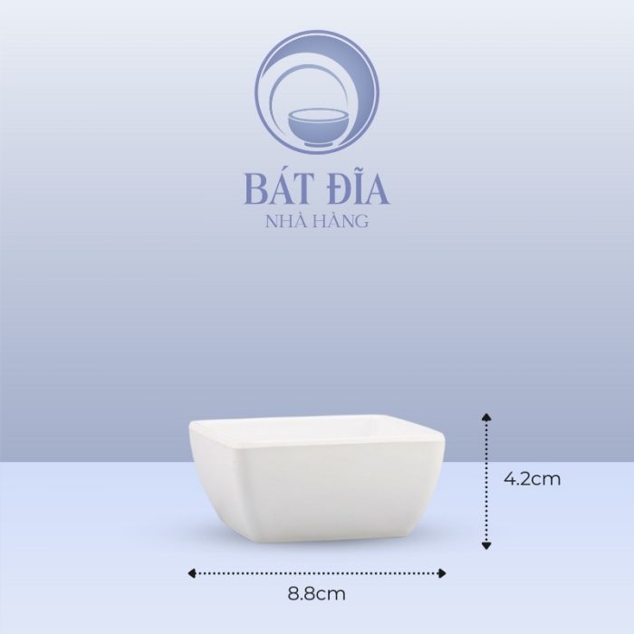Kích Thước Bát Soup Vuông Melamine Trắng