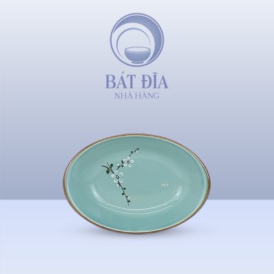 Bát Thuyền Men Lam Hoa Đào Trắng