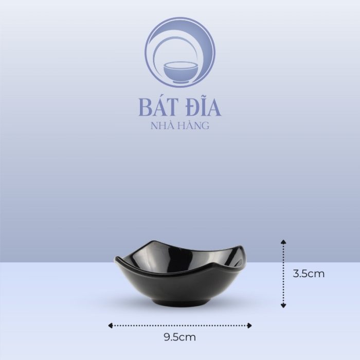 Kích Thước Bát Tương Vuông Kiểu Hàn Melamine Đen