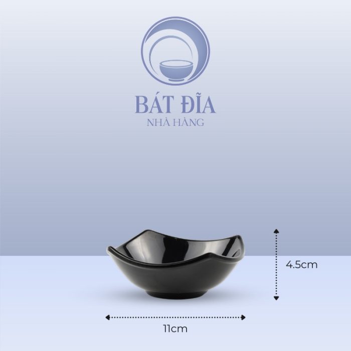 Kích Thước Bát Tương Vuông Kiểu Hàn Melamine Đen