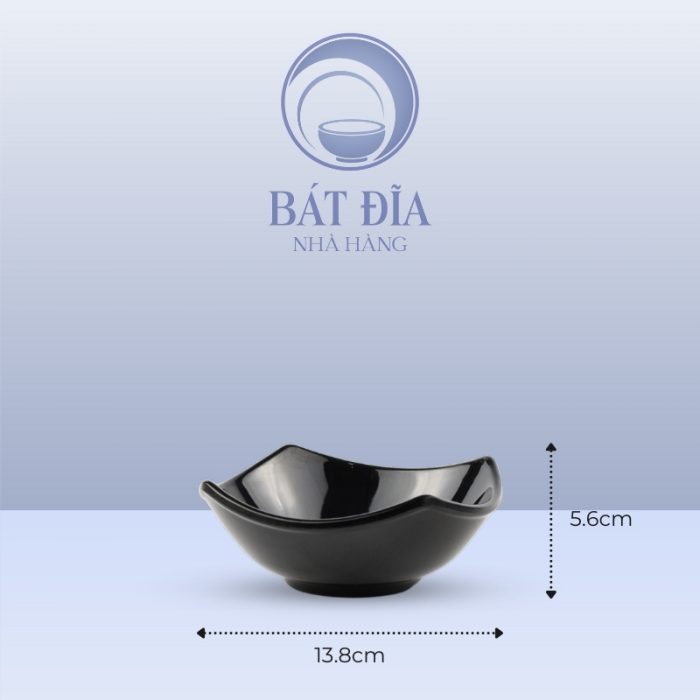 Kích Thước Bát Tương Vuông Kiểu Hàn Melamine Đen