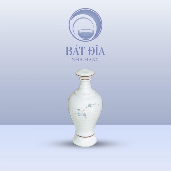 Bình Rượu Men Kem Hoa Đào Xanh