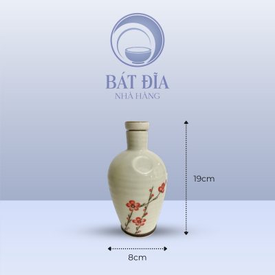 Kích Thước Bình Rượu Men Kem Vẽ Đào Đỏ